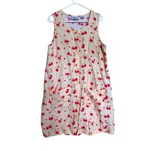 Westbound Womens Floral Linen Button Front Dress W/Pockets Size M